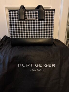 Kurt Geiger Black & White Gingham Top-Handle Tote